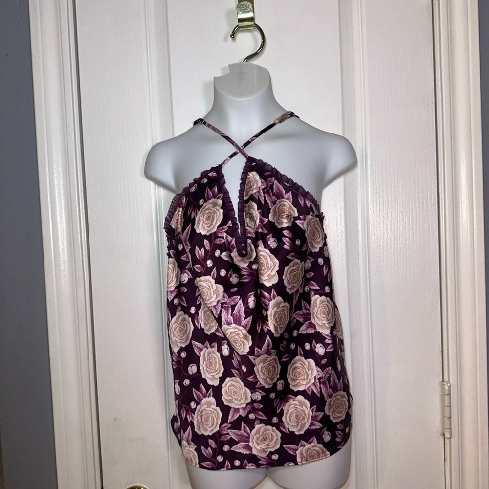 victoria secret purple floral‎ Satin Camisole Size Medium